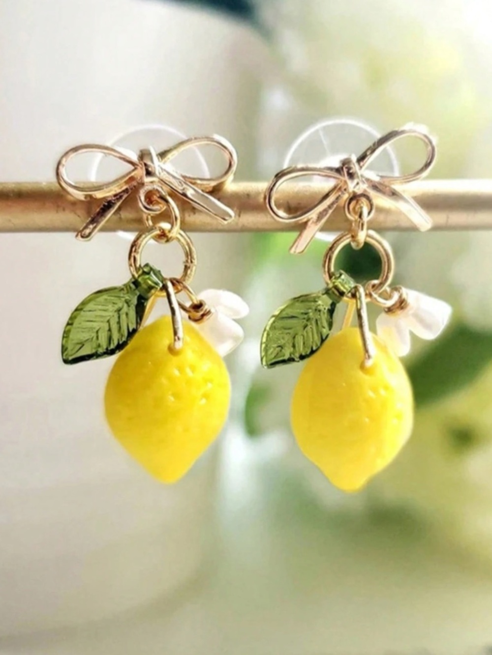 Lemon Drop Bow Earrings | Citrus Summer Statement Earrings